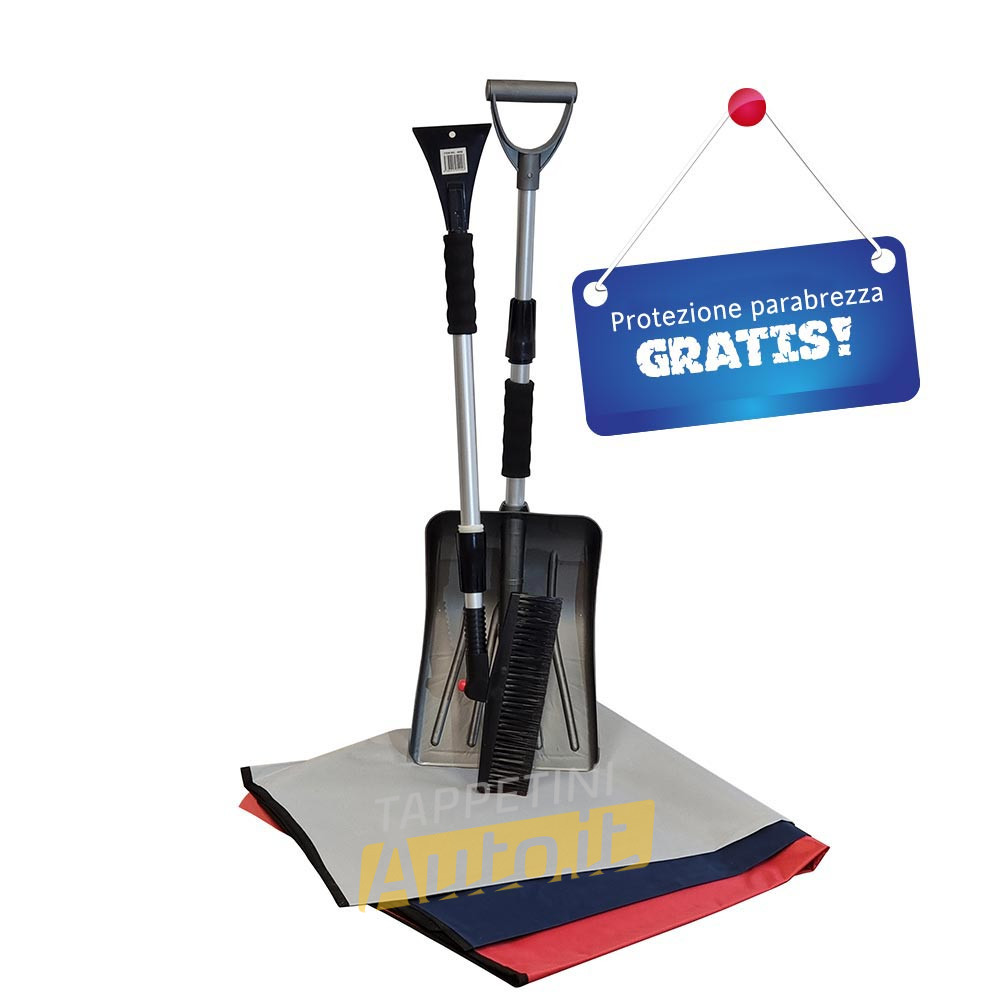 Set invernale - Spazzola telescopica con raschiaghiaccio e pala da neve pieghevole