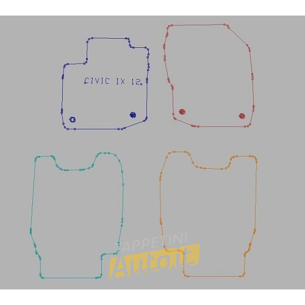 Tappetini auto HONDA CIVIC IX 5 porte (2012-2016) Bott. Toyota ovali - TAPPETINI AUTO
